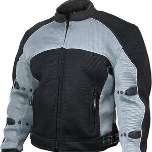Xelement Men's Black / Silver Mesh Motorcycle Jacket with X-Armor XL